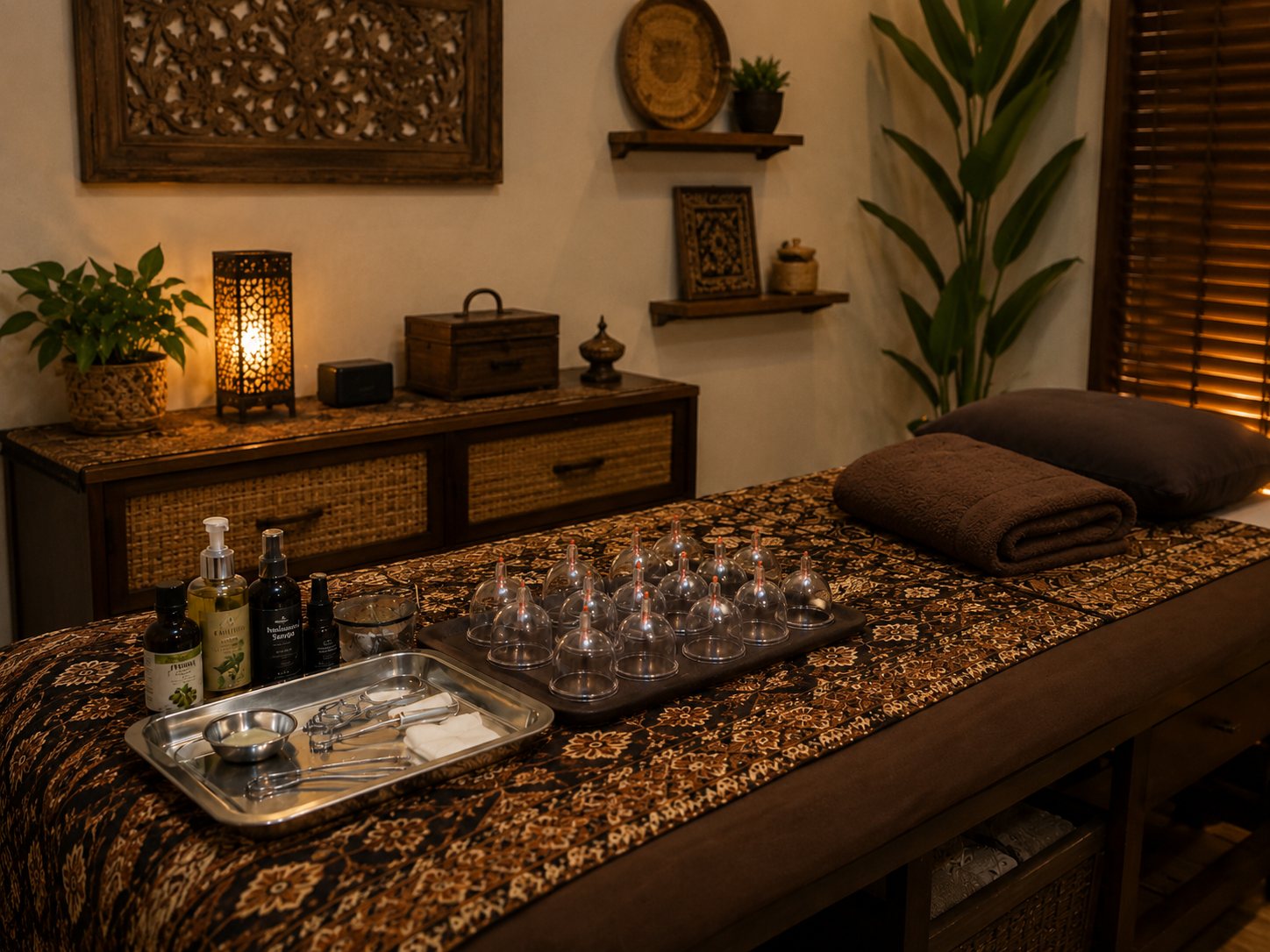 A serene, warm treatment space